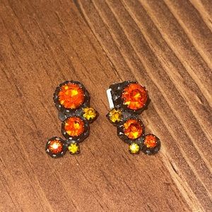 VINTAGE 50s CLIP BACK EARRINGS MADE IN AUSTRIA Orange/yellow RARE design